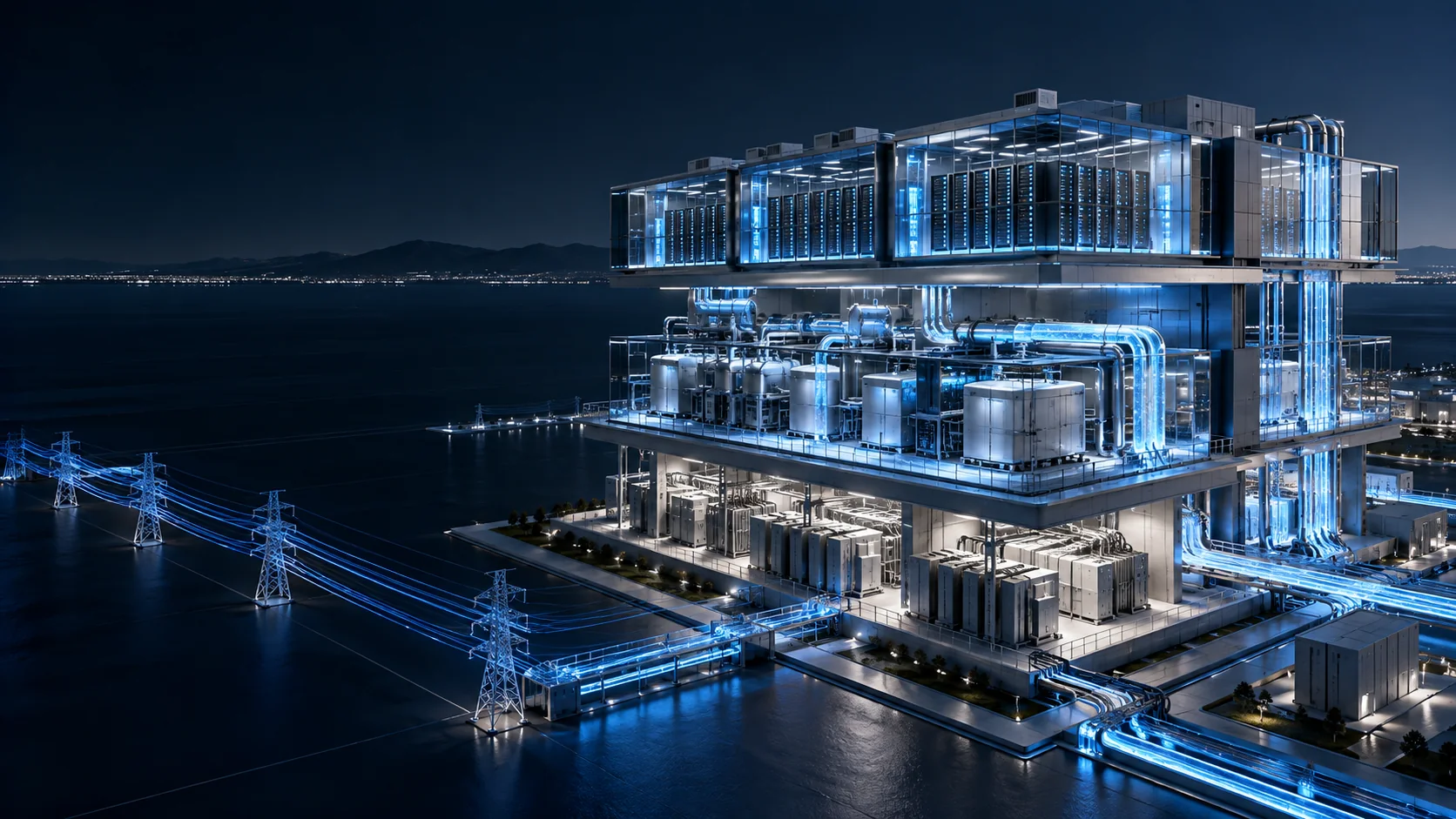 Layered infrastructure of an AI data center project