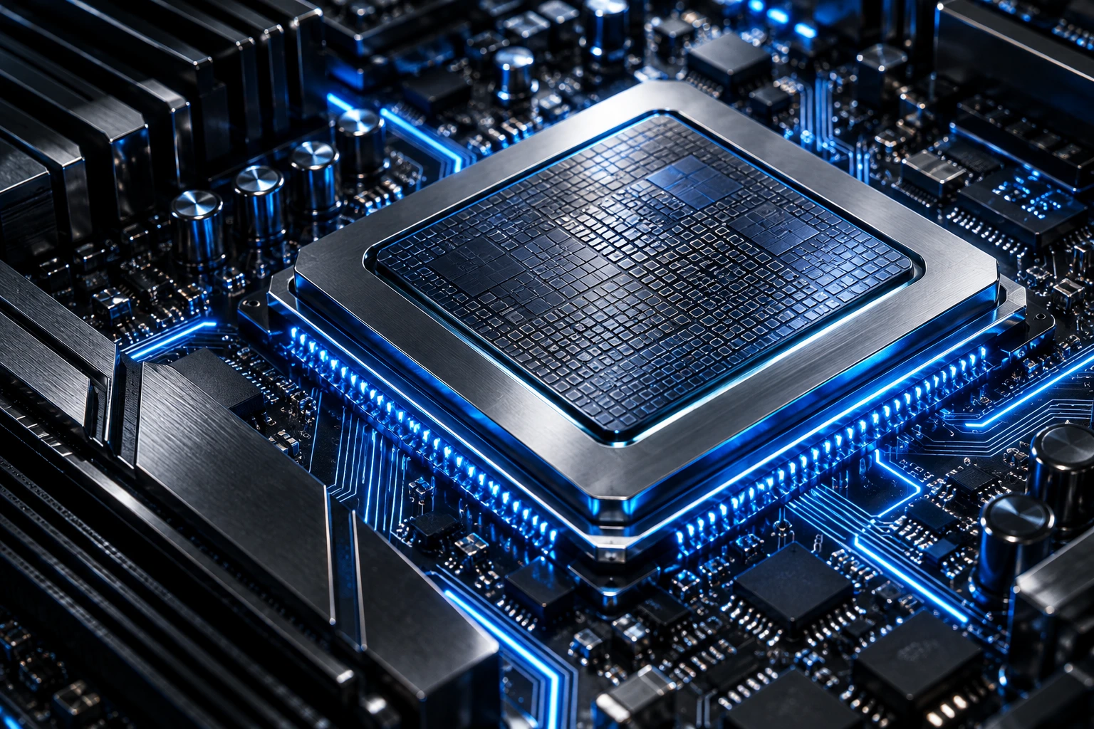 Conceptual AI processor on a motherboard